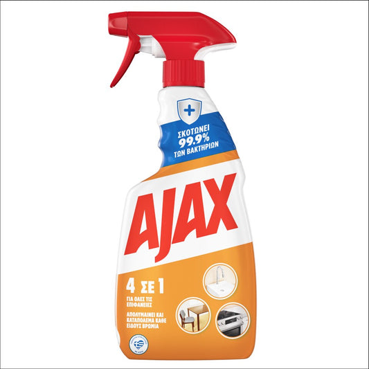 Ajax 4 σε 1 Καθαριστικό Υγρό Γενικής Χρήσης με Απολυμαντική Δράση 500ml 12τ (8718951277724)