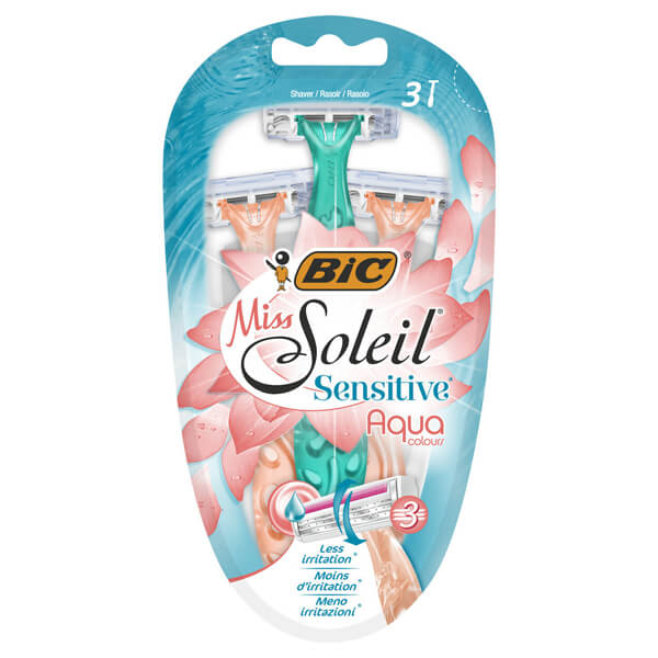 BIC Ξυραφάκια Miss Soleil Aqua Colours Μιας Χρήσης Sensitive 3 τμχ. 10τ (3086123568365)