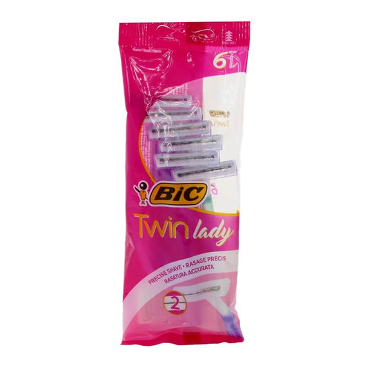 Bic Twin Lady Disposable Body Razors with 2 Blades &amp; Lubricating Tape for Sensitive Skin 6pcs (3086123493056)