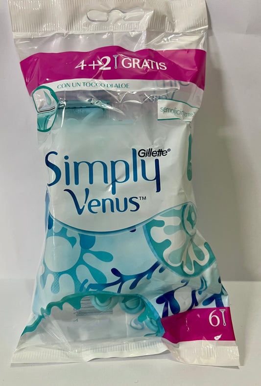 Gillette - Simply Venus Ξυραφάκια Σώματος μιας Χρήσης με 3 Λεπίδες & Λιπαντική Ταινία 4+2 (7702018093823)