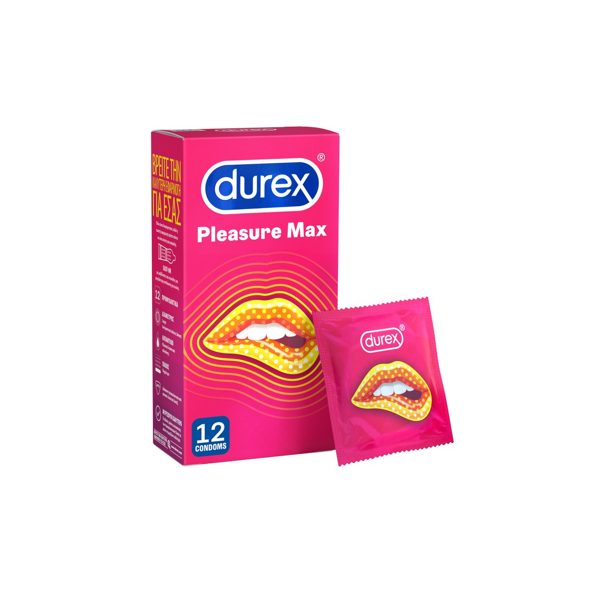 Durex Προφυλακτικά Pleasure Max 12τμχ 12τ (5038483234167)