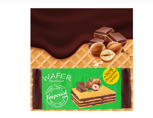 Wafer Imperial Foods Hazelnut Cream +30% FREE PRODUCT 230gr 12t (5200414803296)