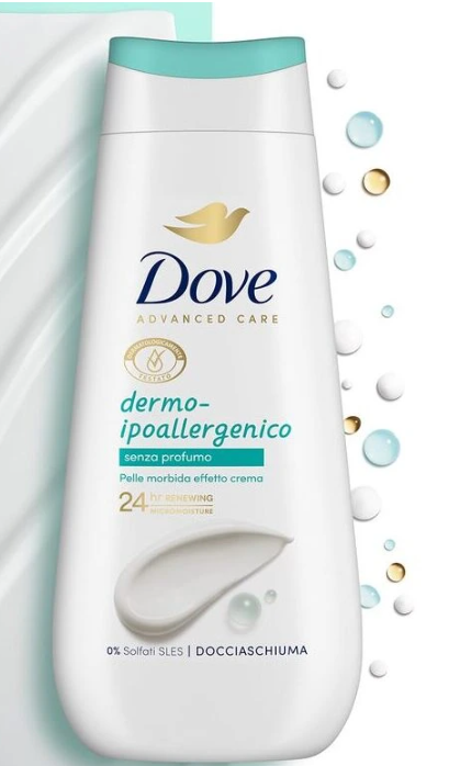 DOVE SHOWER GEL DERMO IPOALLERGENICO 225ml. (8720181465864)