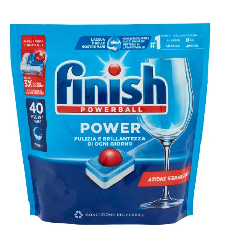 FINISH ΚΑΨ. ΠΛΥΝΤ.ΠΙΑΤΩΝ 40τεμ. Allin1 CLASSIC POWERBALL (8002910067175)