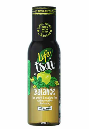 LIFE ΤΣΑΙ GREEN & MATCHA ΜΗΛΟ & ΔΥΟΣΜΟΣ 500ML (Σ12) (5201037405010)