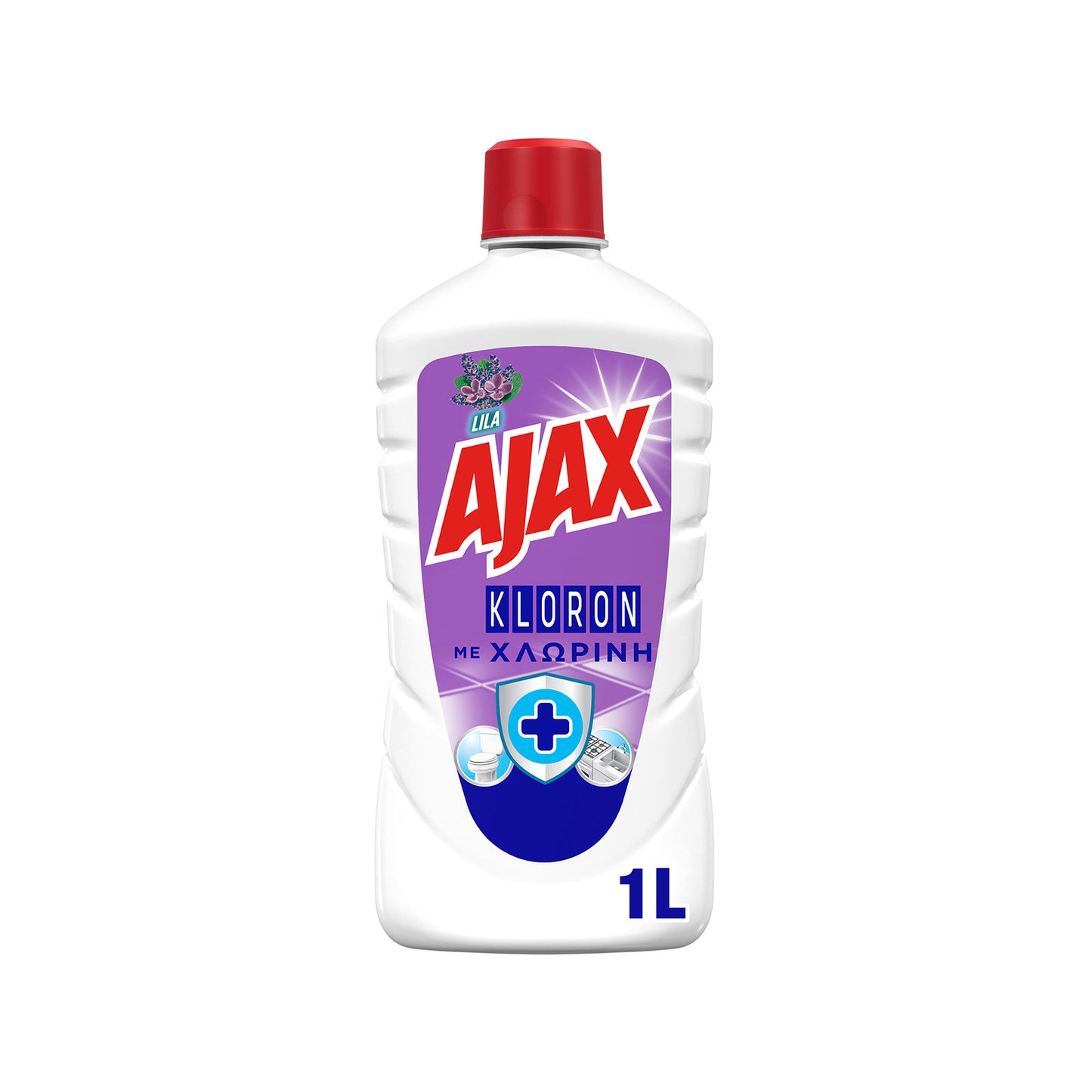 Ajax Υγρό Καθαριστικό Πατώματος Kloron Fresh Lila 1lt 12τ (8718951203570)