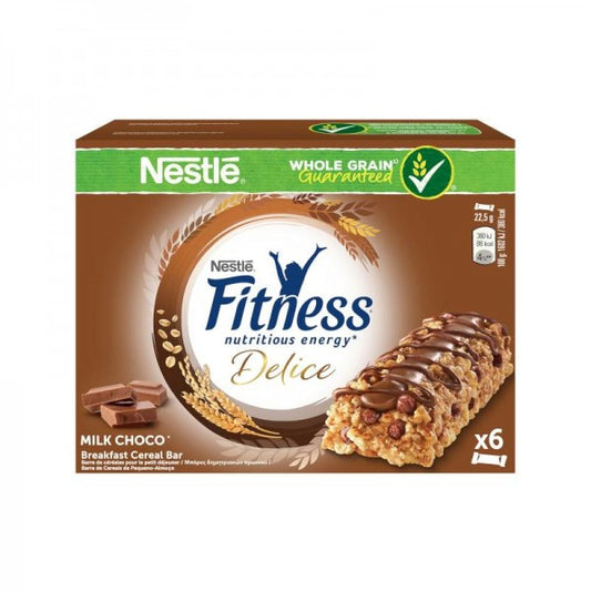 Nestle Fitness Delice Μπάρα Δημητριακών με Σοκολάτα Γάλακτος 6x22.5gr 18τ (5900020025401)