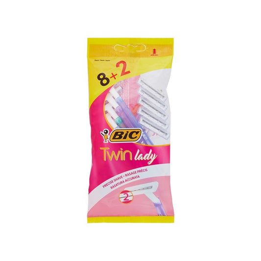 Bic Twin Lady Disposable Body Razors with 2 Blades &amp; Lubricating Tape for Sensitive Skin 8+2D (3086126607702)