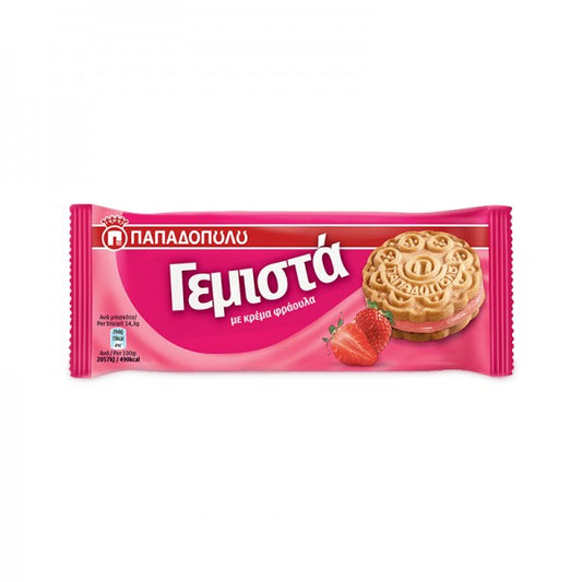 Μπισκότα Παπαδοπούλου Γεμιστά με Γέμιση Φράουλα 58gr 12τ (5201004044259)