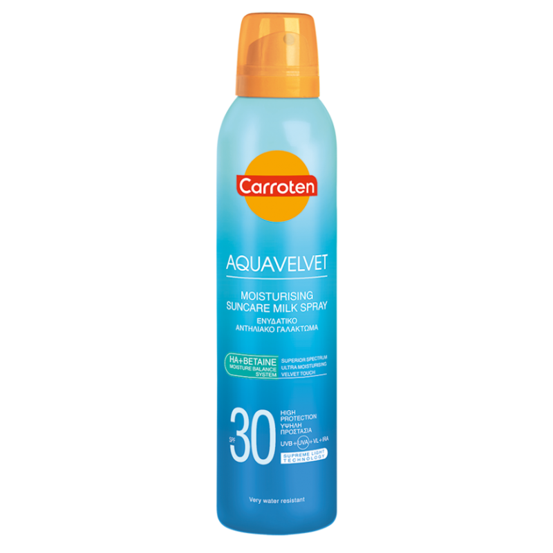 Carroten Aquavelvet Moisturising Suncare Milk Spray SPF30+ 200ml (5201314109198)