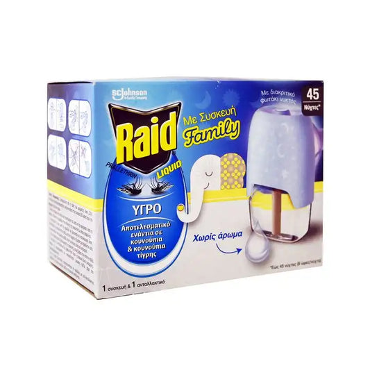 Raid Liquid Συσκευή Εντομοαπωθητική & Ανταλλακτικό Υγρό Χωρίς Άρωμα 45 νύχτες 27ml (5000204243697)