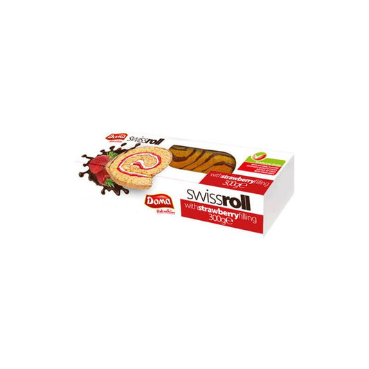 Doma Ελβετικό Ρολό Κέικ Με Γέμιση Φράουλα 300gr 10τ (3800213622252)