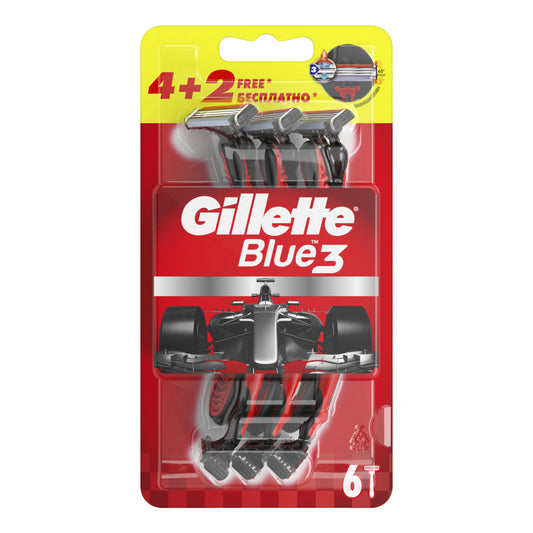 Gillette Blue3 Disposable Razors 5+1 GIFT Special Edition Red 6t (7702018362585)