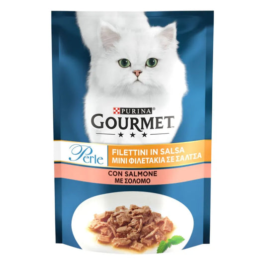Gourmet Perle Τροφή Γάτας Μίνι Φιλετάκια Σε Σάλτσα με Σολομό 85gr (8002205354997)