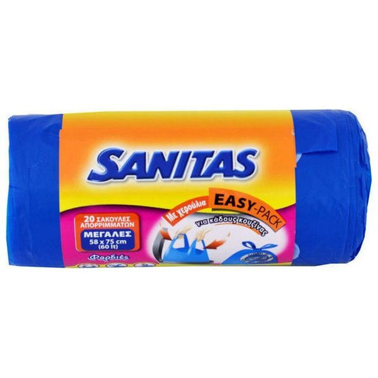 Sak. Sanitas Waste Container Capacity 60lt with Handles Easy-Pack 58x75cm 20pcs Blue 30t (5201314569855)