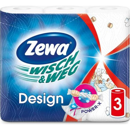 Χαρτί Κουζίνας Zewa Wisch & Weg Design 3 Ρολά Μονόφυλλο 16τ (7322540778205)