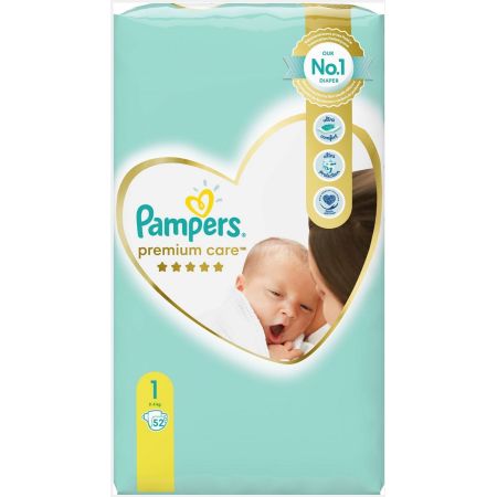 Pampers Premium Care Diapers with Sticker No. 1 for 2-5kg 52pcs (8001841104751)