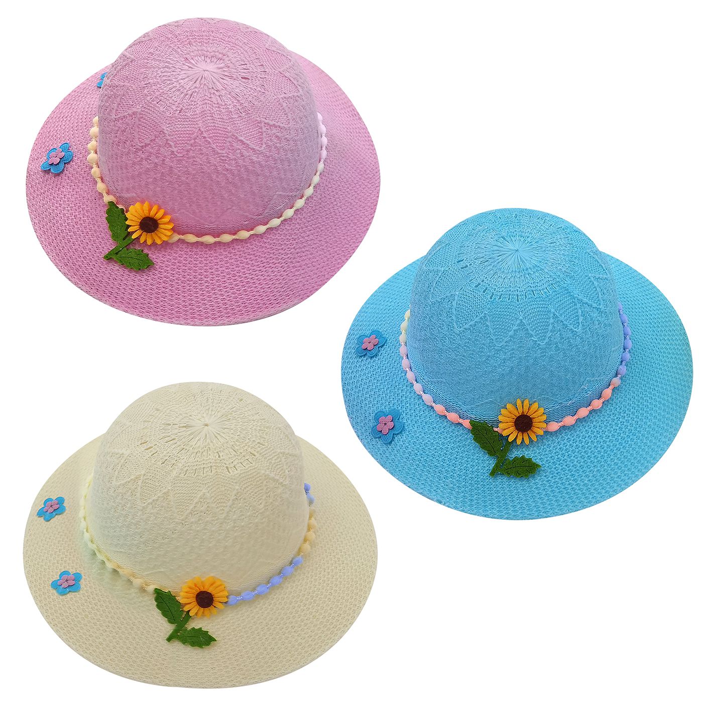 Round Baby Hat With Flowers 24cm (042289600001)