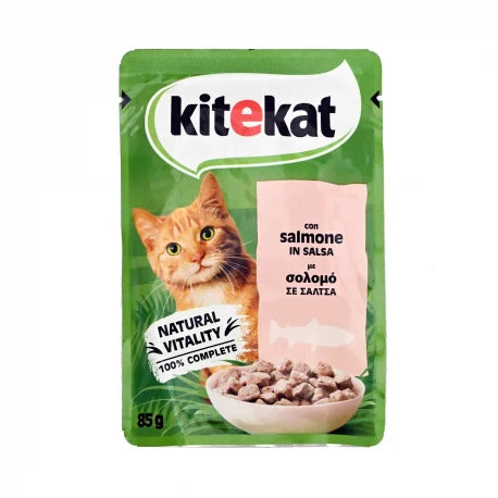 Kitekat Γατοτροφή Σολωμός με Σάλτσα 85gr 28τ (5900951303913)