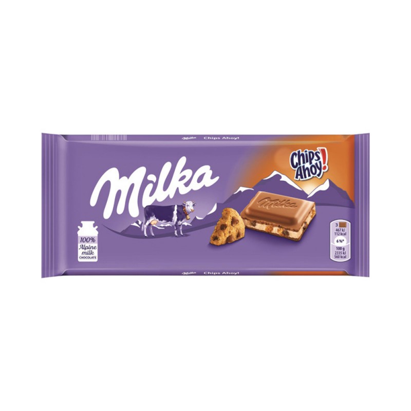 Σοκολάτα Γάλακτος Milka Chips Ahou 100gr 22τ (7622210269249)