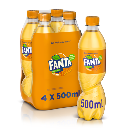 Fanta Αναψυκτικό Πορτοκαλάδα Με Ανθρακικό 4x500ml 6σ (5449000027924)