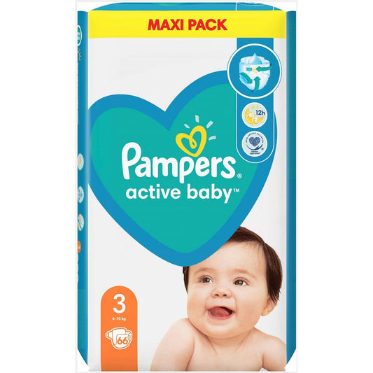 Pampers Active Baby Πάνες με Αυτοκόλλητο No. 3 για 6-10kg 66τμχ (8001090950659)