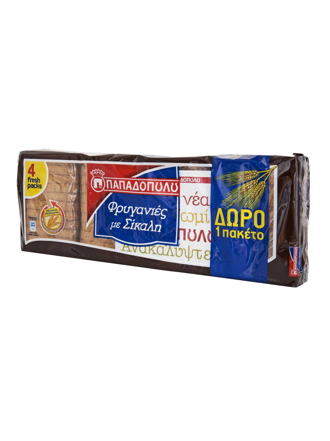 Papadopoulou Rye Toast 360gr (3+1) 12t (5201004057440)