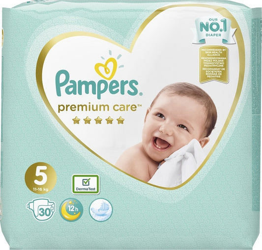 Pampers Premium Care Diapers 30pcs with Sticker No. 5 for 11-16kg (8001090379399)