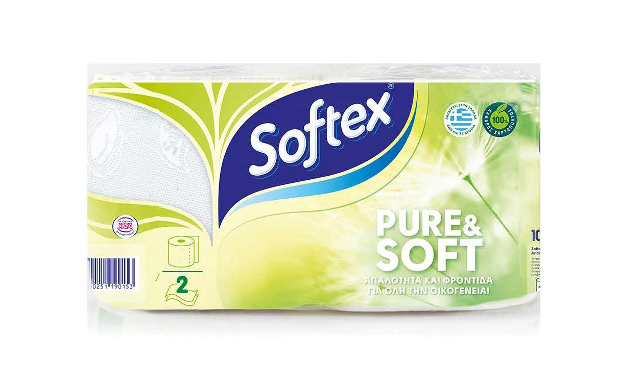 Softex Pure &amp; Soft Sanitary Paper 2 Rolls 2 Sheets (5200251190184)