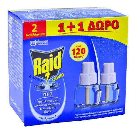 Raid Εντομοαπωθητικό Υγρό για 60 νύχτες 2x36ml (5000204243840)