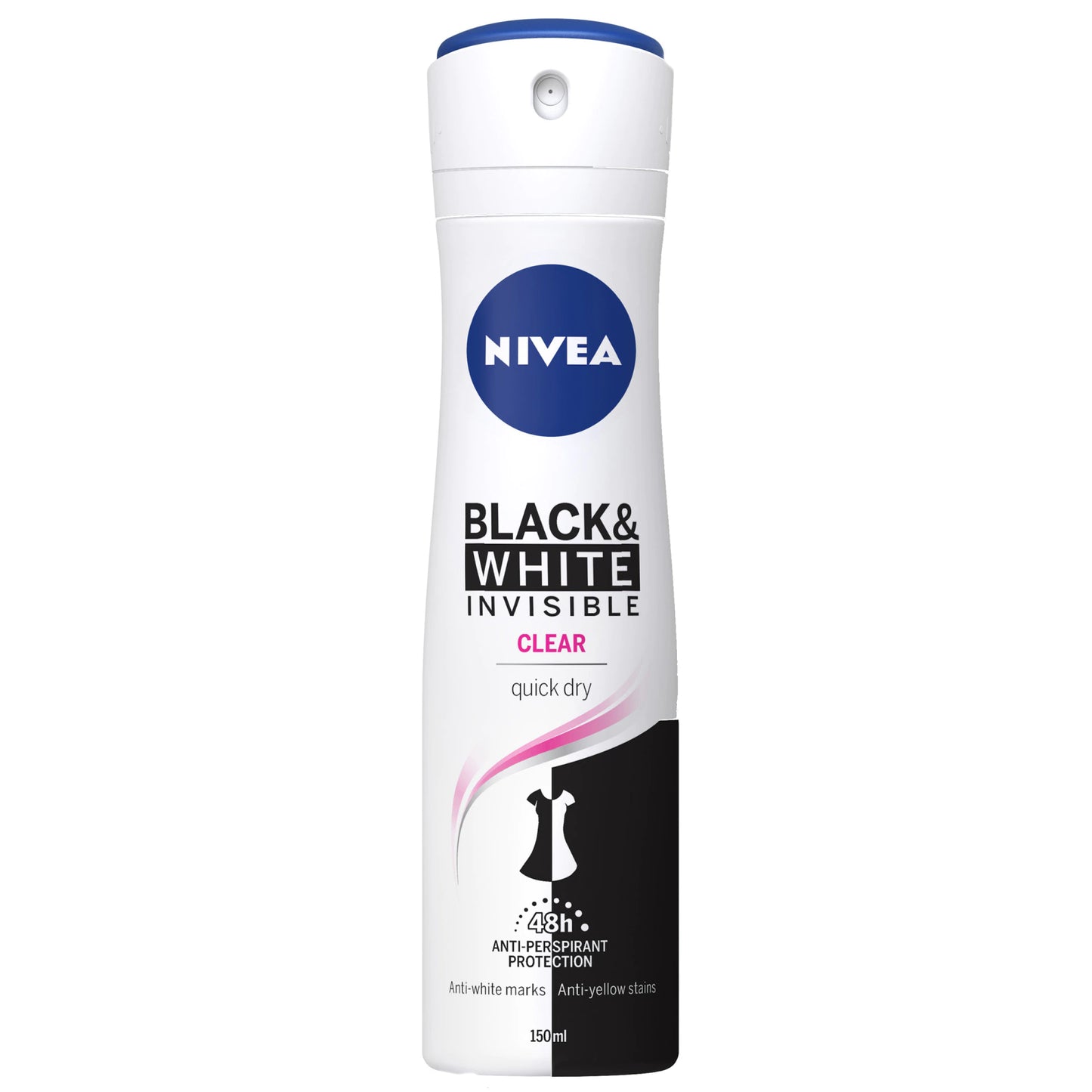 Nivea Black & White Invisible Clear Quick Dry Anti-perspirant Αποσμητικό 48h σε Spray 150ml 6τ (4005808729746)