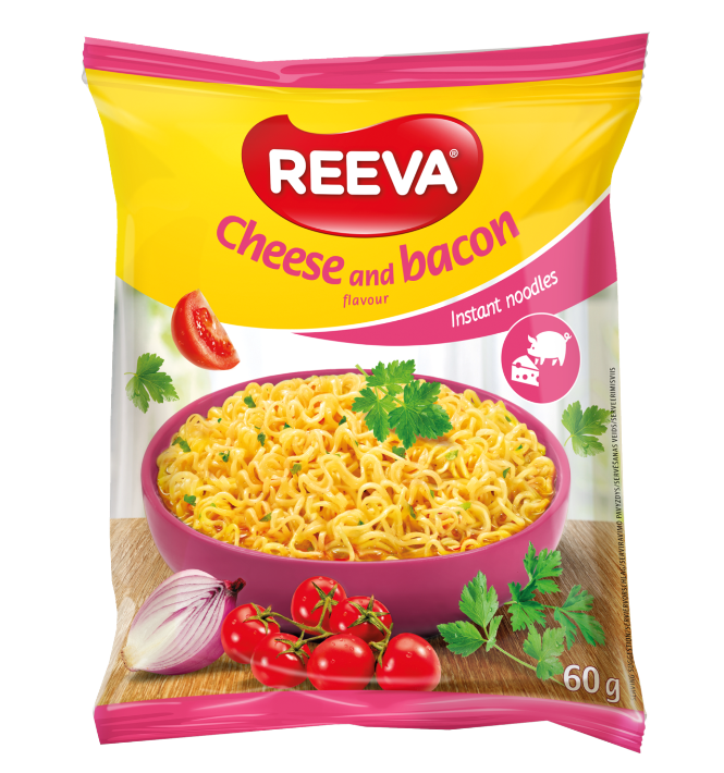 REEVA INSTANT NOODLES WITH CHEESE &amp; BACON 60g (4820179256949)