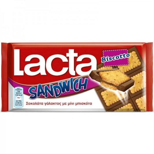 Σοκολάτα Γάλακτος Lacta Biscotto 87gr 16τ (7622210124166)