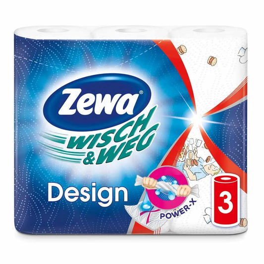 Χαρτί Κουζίνας Zewa Wisch & Weg Design 3 Ρολά Μονόφυλλο 16τ (7322540778205)